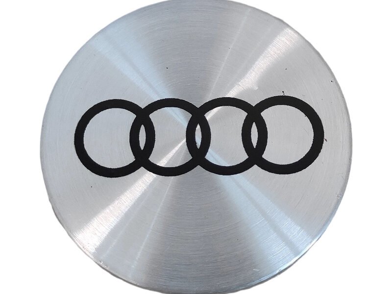 Premium Audi Cap 57mm – Stylish Silver Hub Cap with Black Logo 6 Pins