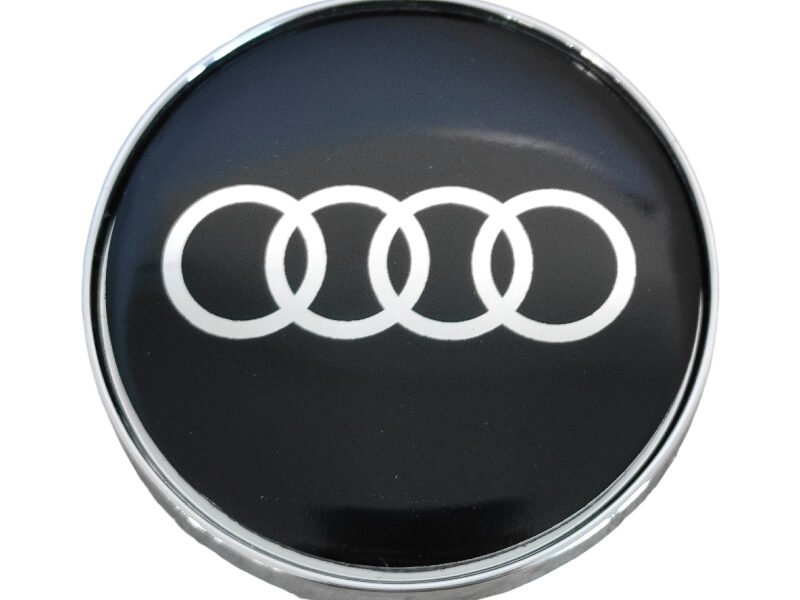 Premium Audi Cap 59mm – Black Hub Cap with Silver Logo and 6 Pins