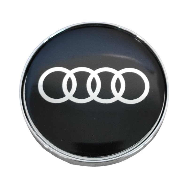 Premium Audi Cap 59mm – Black Hub Cap with Silver Logo and 6 Pins