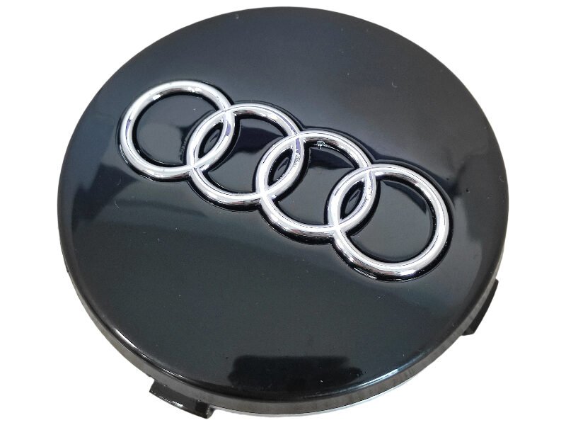 Premium Audi A6 Cap 60mm – Black Base Chrome Emblem OEM Wheel Hub Cover