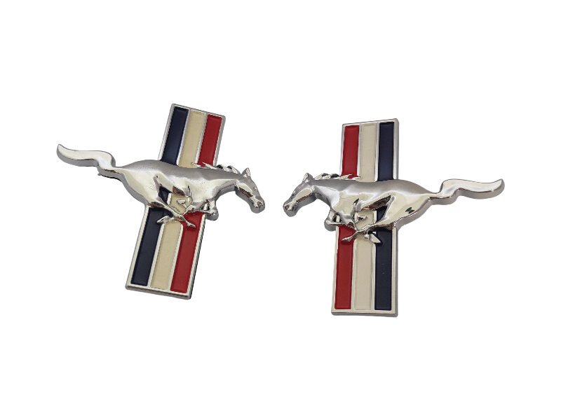 Premium Ford Mustang Steering Wheel Emblem – Left & Right Horse Logo Replacement with Pins and Adhesive Backing BR3Z-8A224-A BR3Z-8A225-A