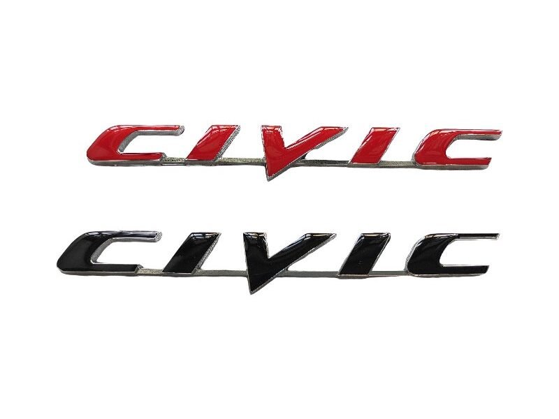 Bold CIVIC Letter Emblem Black – Stylish Long Painting Color Car Badge Replacement