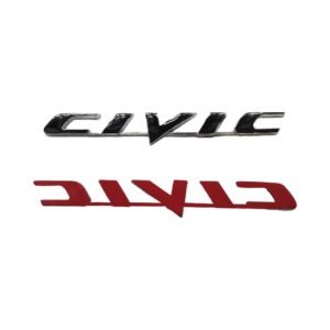 Bold CIVIC Letter Emblem Black – Stylish Long Painting Color Car Badge Replacement
